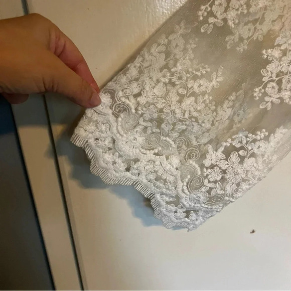 Very J White Lace Romper 3/4 Sleeves Size Large - Picture 5 of 15